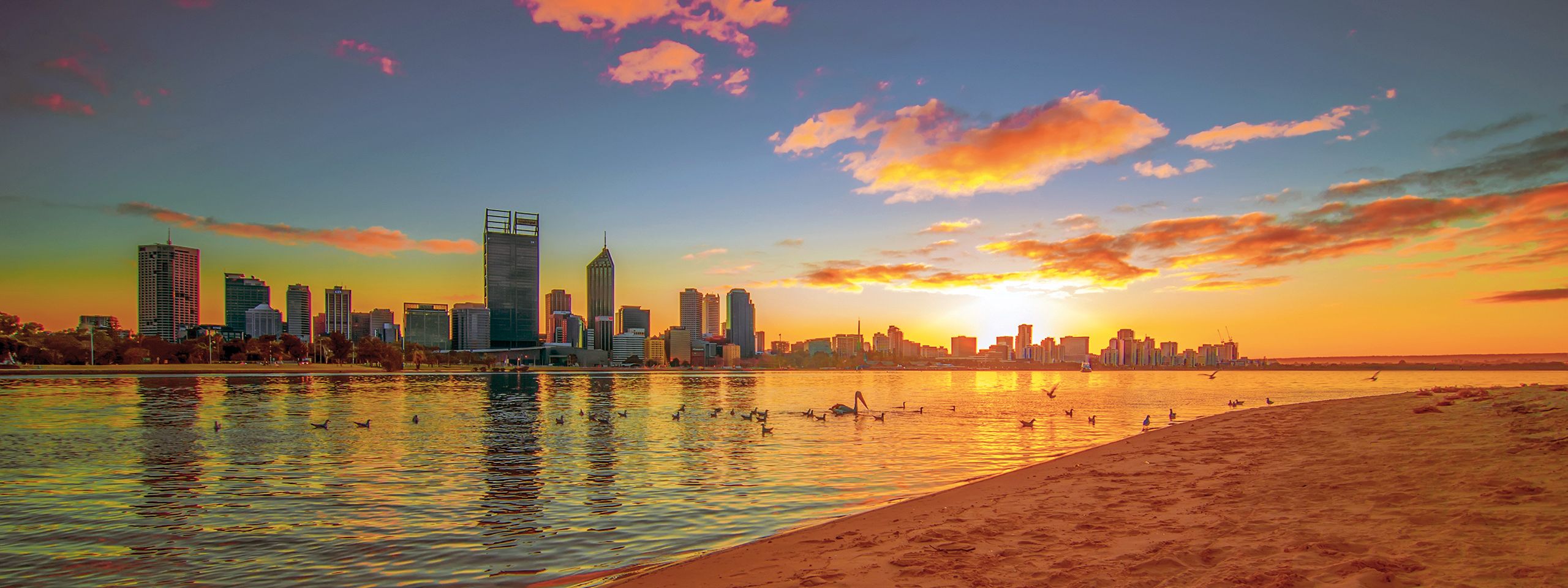 Perth skyline at sunset