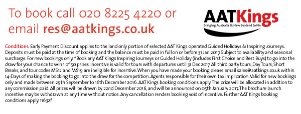 To book call 020 8225 4220 or email res@aatkings.co.uk - Conditions apply