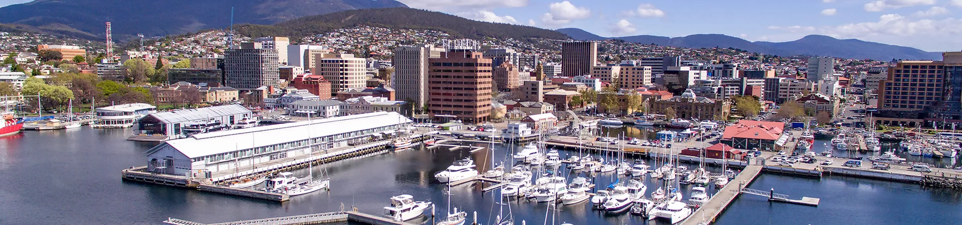 Hobart City Aerial View Harbour Tasmania Australia Banner