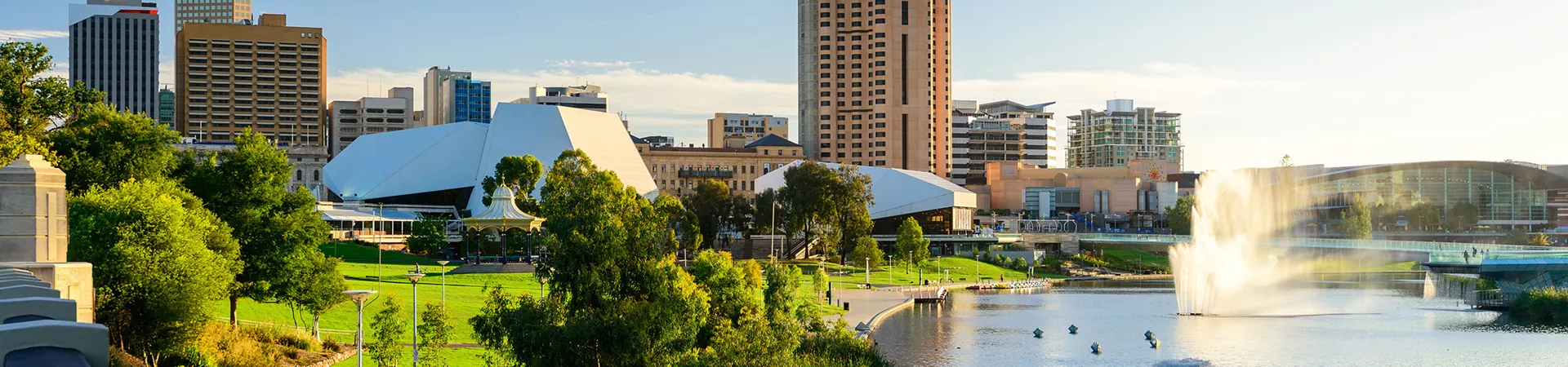 Landscape of Adelaide with the river and fountain