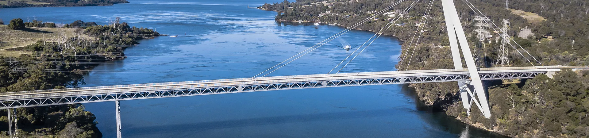 An aerial view of a bridge over a river