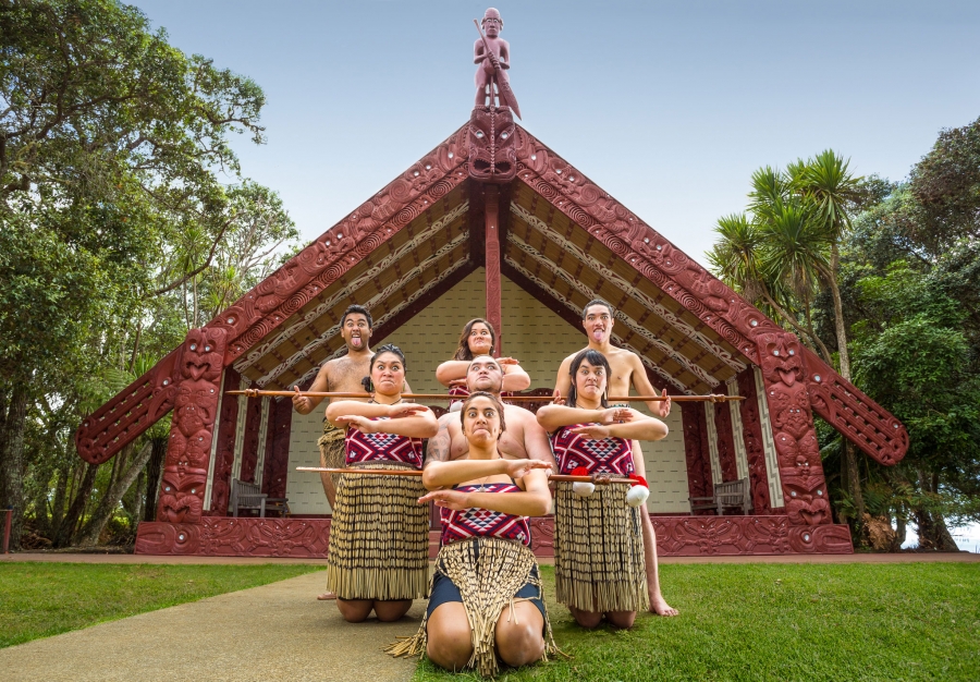 A group of Maori people in Waitangi Treaty Grounds