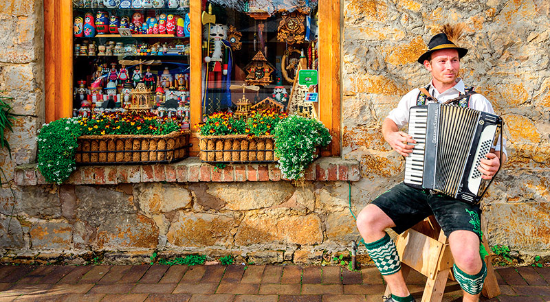 Member of Hahndorf, German community, playing on accordion