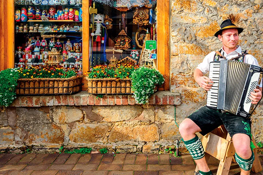Member of Hahndorf, German community, playing on accordion