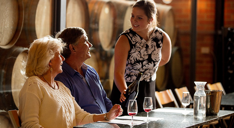 Tourists tasting wine in Yarra Valley Winery