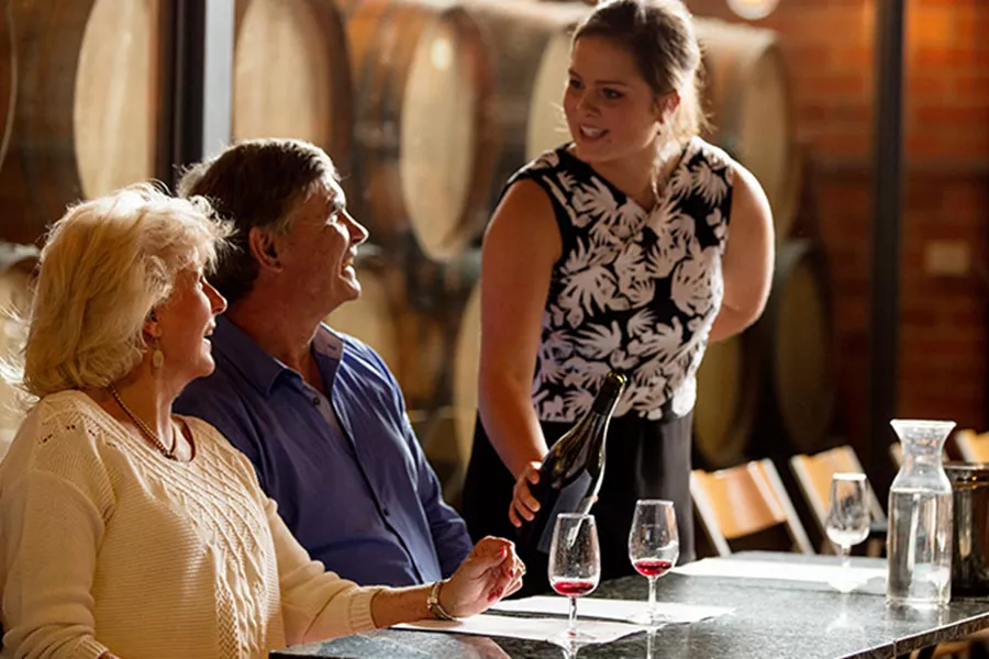 Tourists tasting wine in Yarra Valley Winery