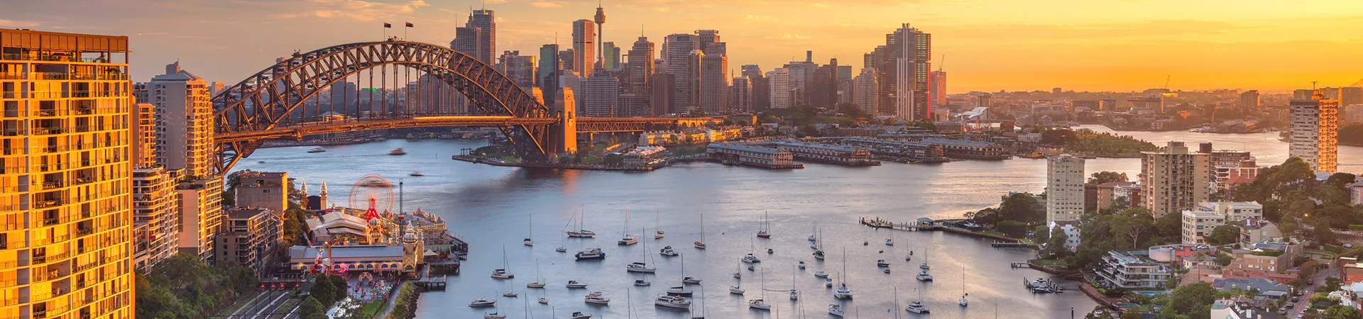 Darling Harbour in Sydney at sunset