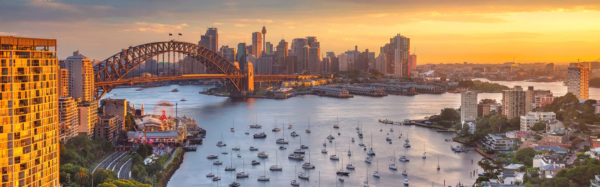 Darling Harbour in Sydney at sunset