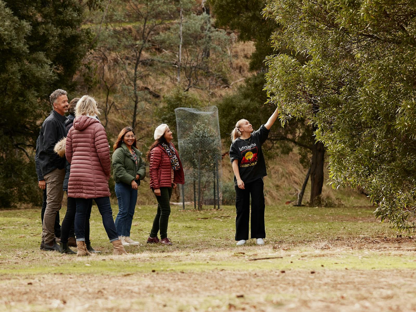 A group of people enjoying their Kipli Takara Bush Tucker walk