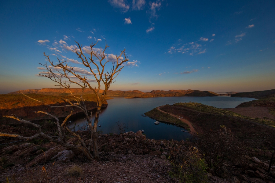 Landscape of Lake Argyle on evening