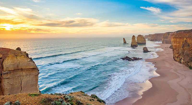 View on Great Ocean Road during the sunset