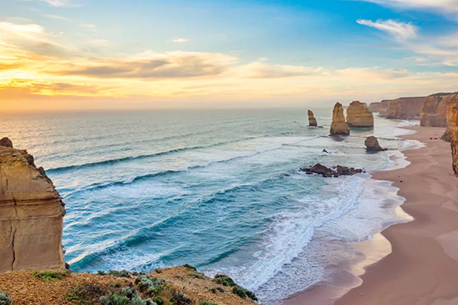 View on Great Ocean Road during the sunset