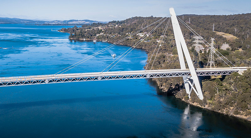 View on the Batman Bridge over Tamar River in Launceston
