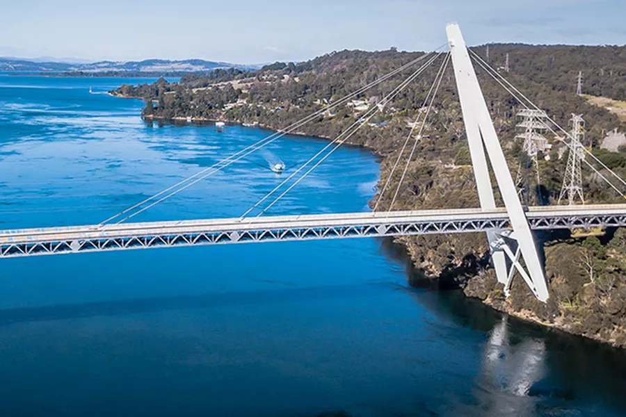 View on the Batman Bridge over Tamar River in Launceston