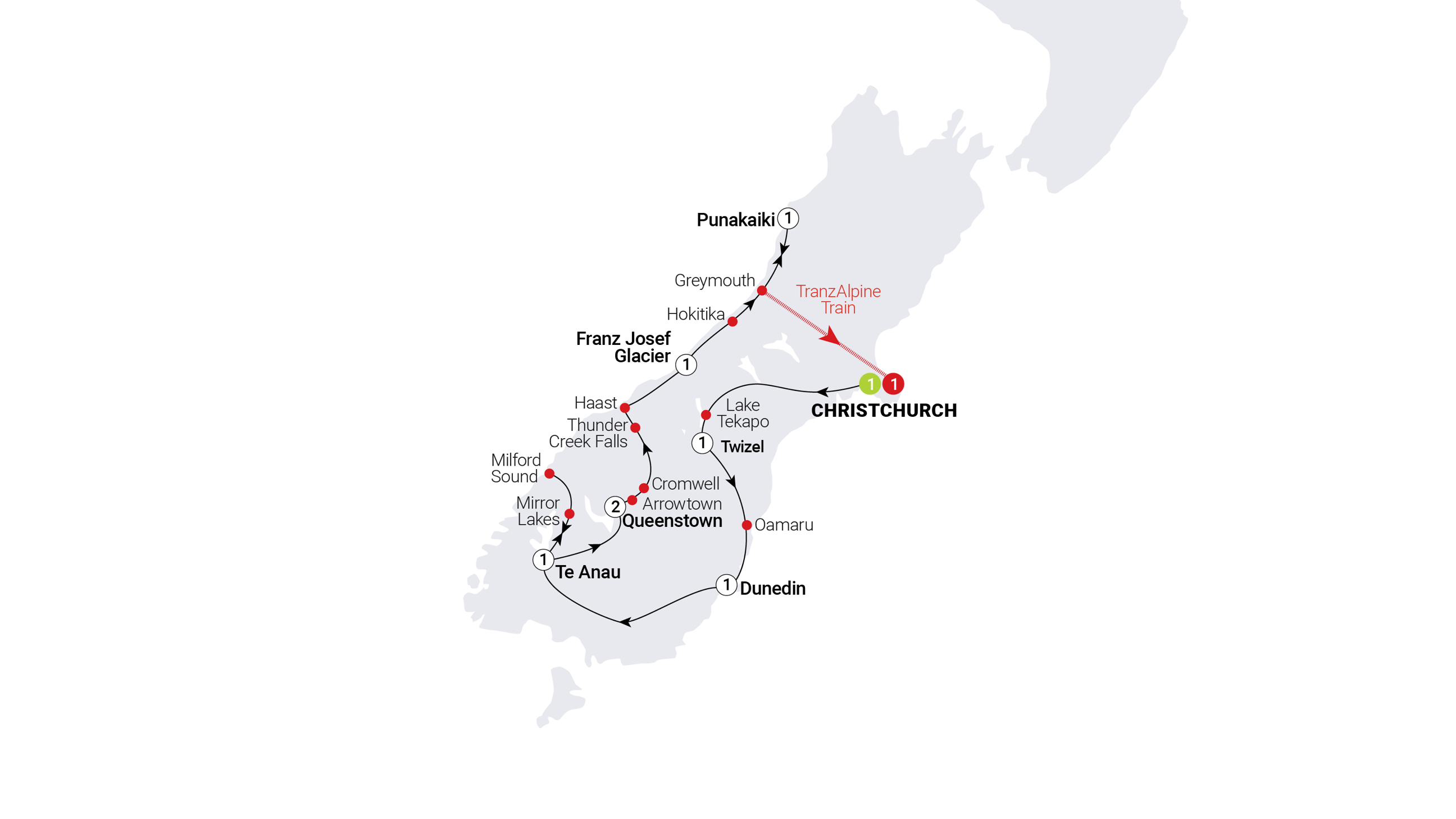 Best of South Island New Zealand: 10 Day Tour GB AAT Kings GB