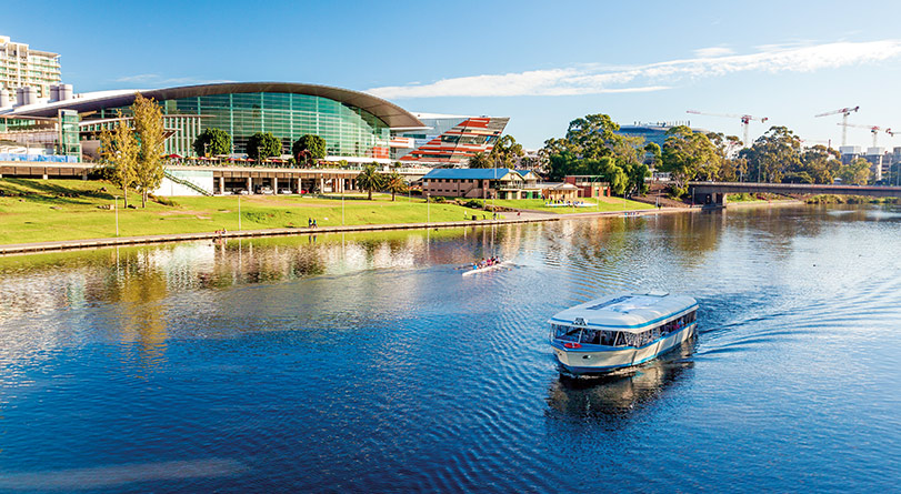 View on City Harbour in Adelaide