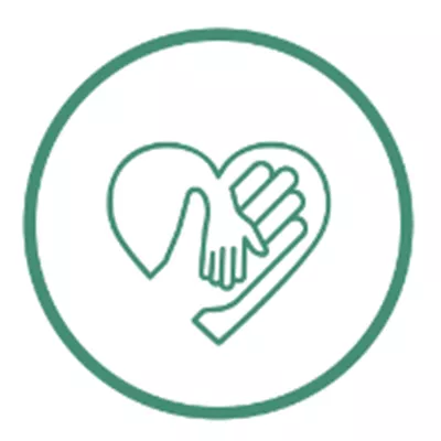 Hands inside heart icon