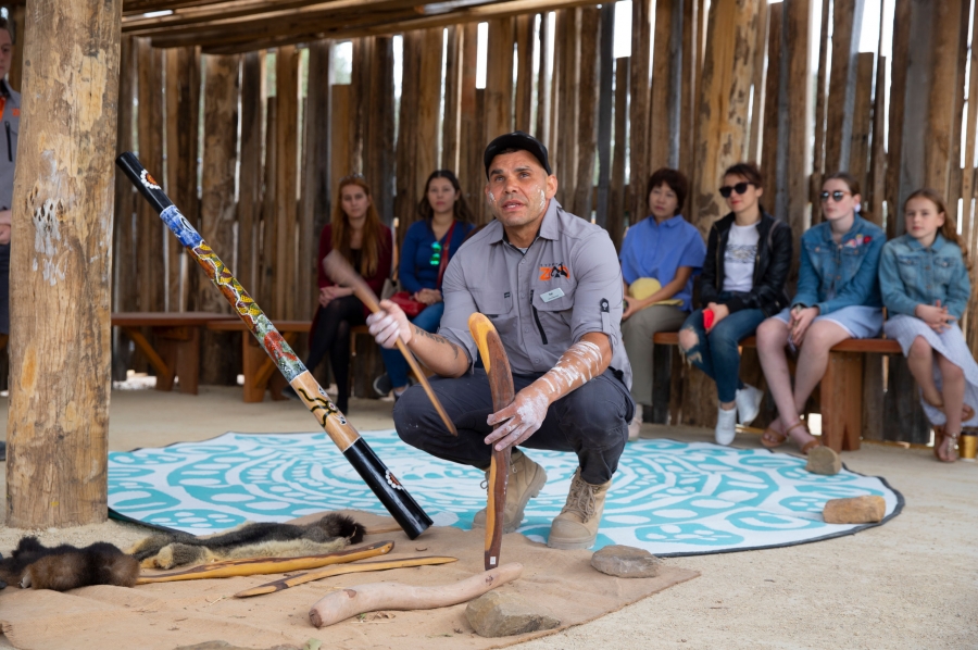 Demonstration of traditional Australian weapons and instruments