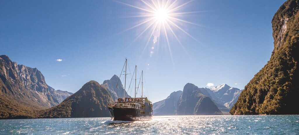 Milford Mariner sailing in Milford Sound