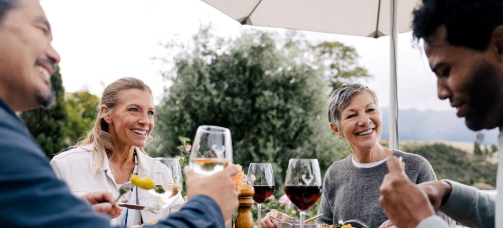 Dining with people in a small group tour