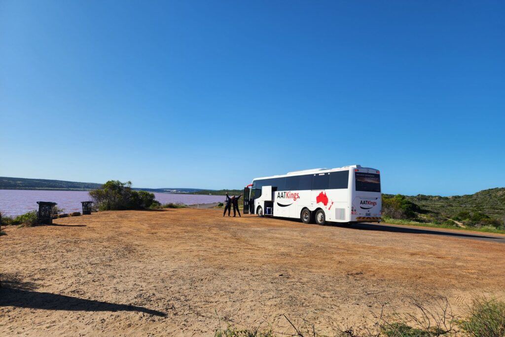 An AAT Kings Coach stopped at a viewpoint